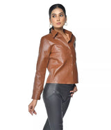 SHEEP LEATHER COGNAC SHIRT