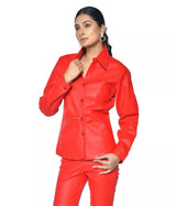 LADIES STRETCH LEATHER PANTS with Back Pockets