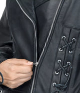 LADIES CROSS STITCH LEATHER JACKET