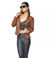 SHEEP LEATHER COGNAC SHIRT