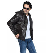 MEN’S LEATHER JACKET With HOOD