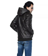 MEN’S LEATHER JACKET With HOOD