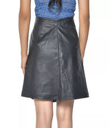 LADIES STRETCH LEATHER SKIRT BUTTON DOWN