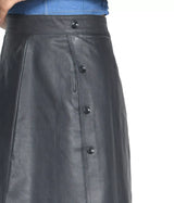 LADIES STRETCH LEATHER SKIRT BUTTON DOWN