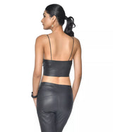 LADIES STRETCH LEATHER HALTER TOP