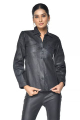 SHEEP LEATHER BLACK SHIRT