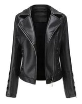 LADIES CROSS STITCH LEATHER JACKET