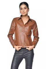 SHEEP LEATHER COGNAC SHIRT