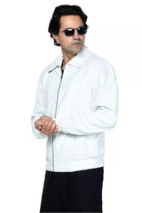 Classic White Leather Jacket for Men