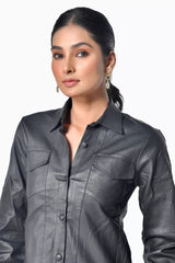 SHEEP LEATHER BLACK SHIRT