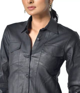 SHEEP LEATHER BLACK SHIRT