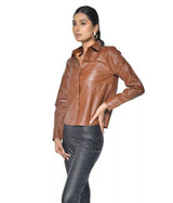 SHEEP LEATHER COGNAC SHIRT