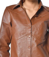 SHEEP LEATHER COGNAC SHIRT