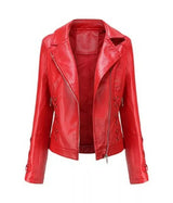 LADIES CROSS STITCH LEATHER JACKET