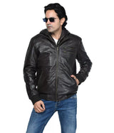 MEN’S LEATHER JACKET With HOOD
