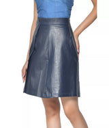 LADIES STRETCH LEATHER SKIRT BUTTON DOWN