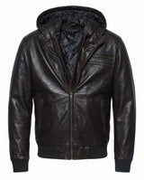 MEN’S LEATHER JACKET With HOOD