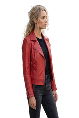 LADIES CROSS STITCH LEATHER JACKET