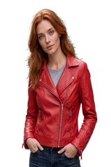 LADIES CROSS STITCH LEATHER JACKET