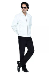 Classic White Leather Jacket for Men